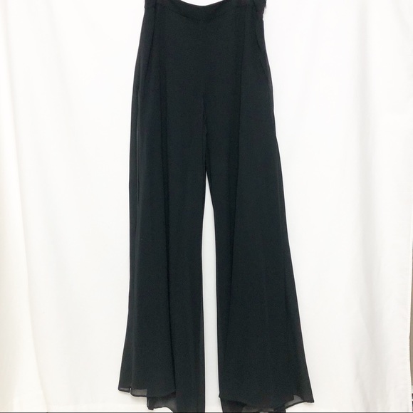 St. John Pants - St. John Caviar Wide Leg Silk Palazzo Pants